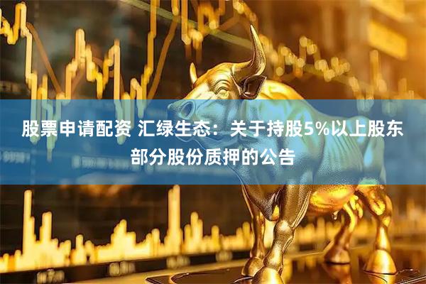 股票申请配资 汇绿生态：关于持股5%以上股东部分股份质押的公告